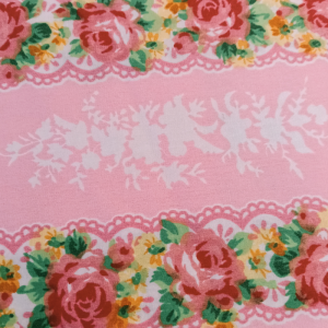 Pink Floral and Lace Stripe