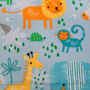 Sweet Jungle Animals on Blue Flannel