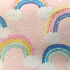 Cute Rainbows on Pink Flannel