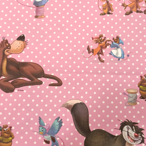 Pink Polka Dots w/ cartoon Animals