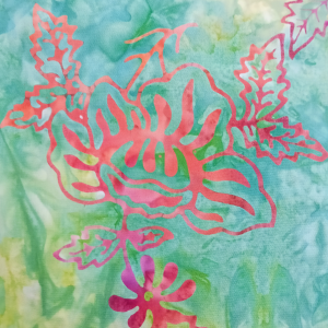 Green Multi-color w/ Red Flowers