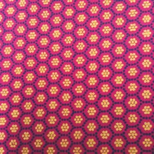 Pink and Blue Hexagons w/ Yellow Flowers