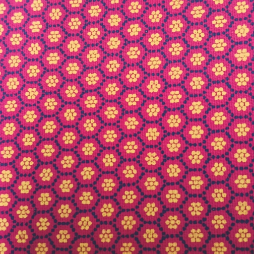 Pink and Blue Hexagons w/ Yellow Flowers